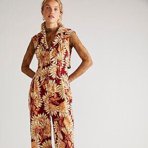 NWT Free People Shasta Corduroy Floral Jumpsuit M